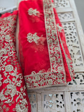 Luxury Semi Stitched Red Bridal Embroidered Lehnga