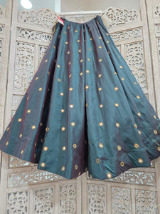 Rani Luxury Two Tone Teal Green Silk Mirror readymade skirt/lehnga (size 22-24)