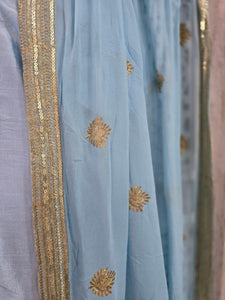 Powder Blue Raw Silk Salwar suit (Size 18-20)