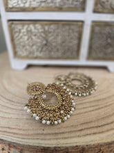 Royal Pearl & Gold Stone Chand Earrings