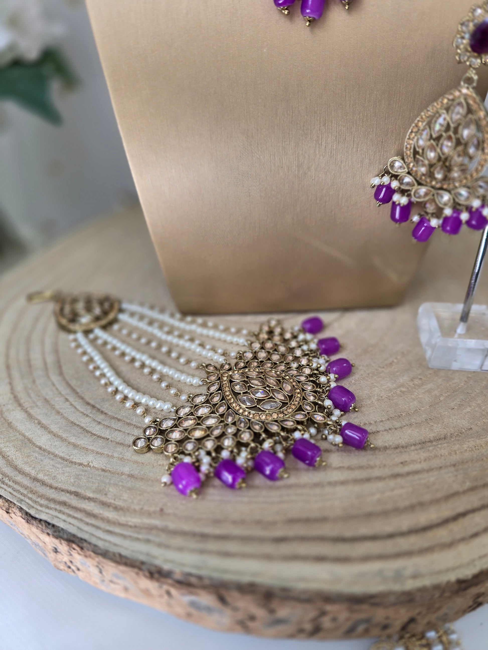 Polki Champagne Gold & Purple Set