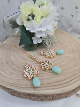Shabana Kundan Mint Earrings & Tikka set