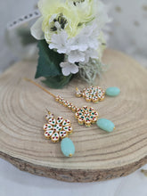 Shabana Kundan Mint Earrings & Tikka set