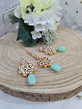 Shabana Kundan Mint Earrings & Tikka set
