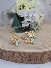 Small Shabana Kundan Mint Earrings & Tikka set