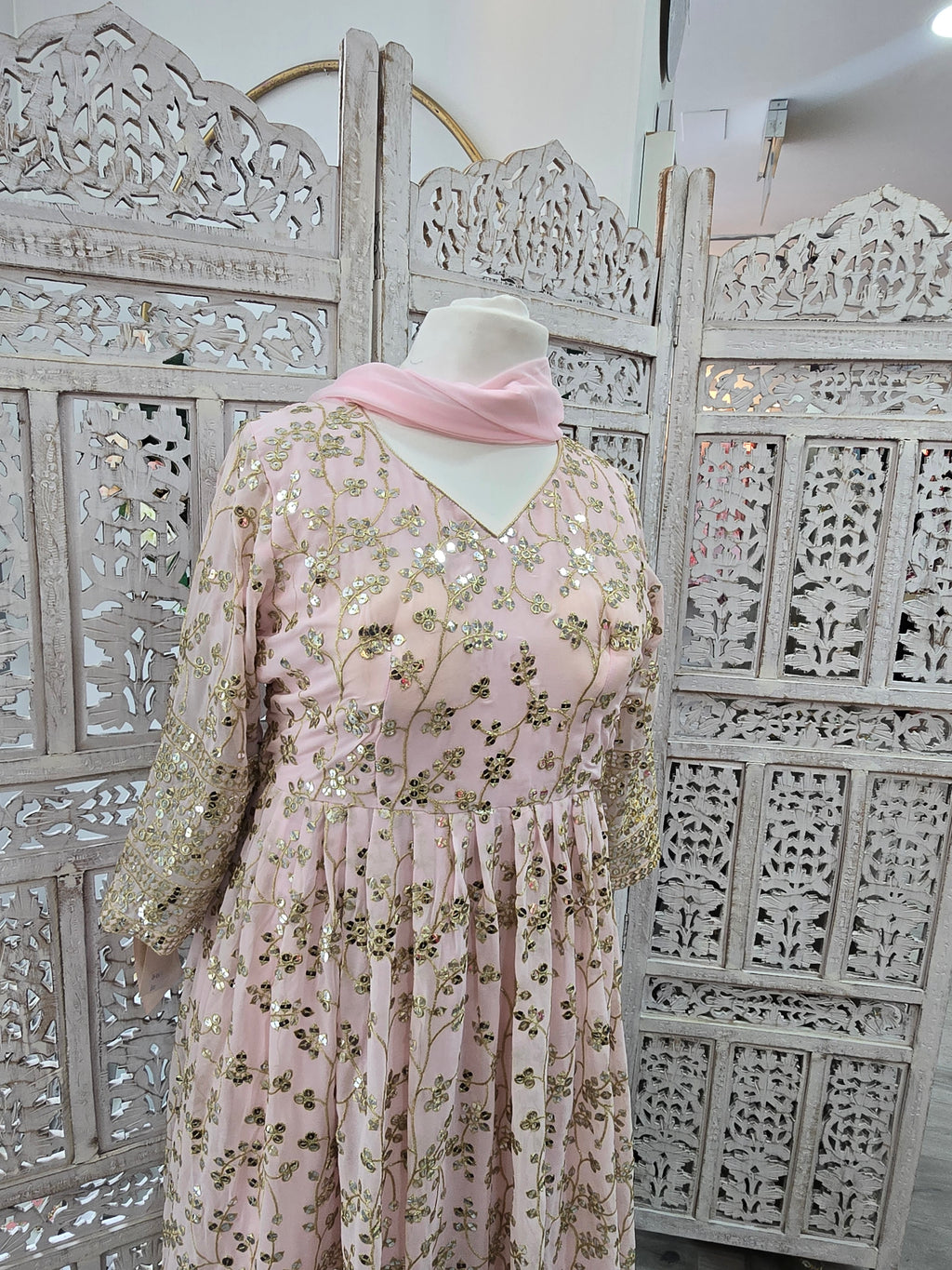 Long Light Pink Sharara Suits (Size 18-20)
