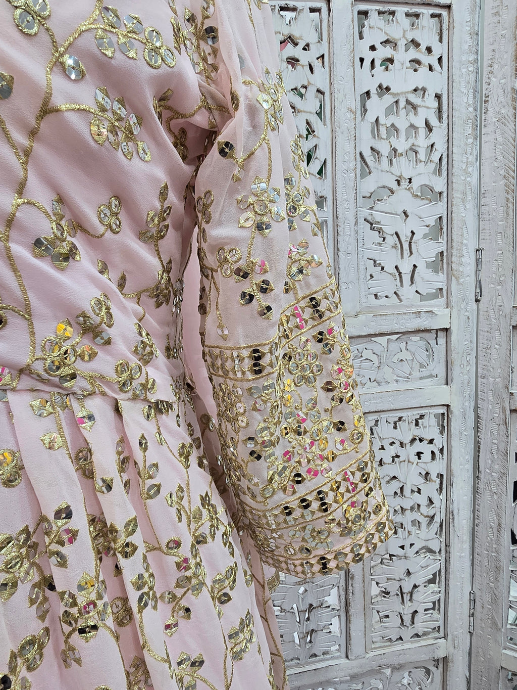 Long Light Pink Sharara Suits (Size 18-20)