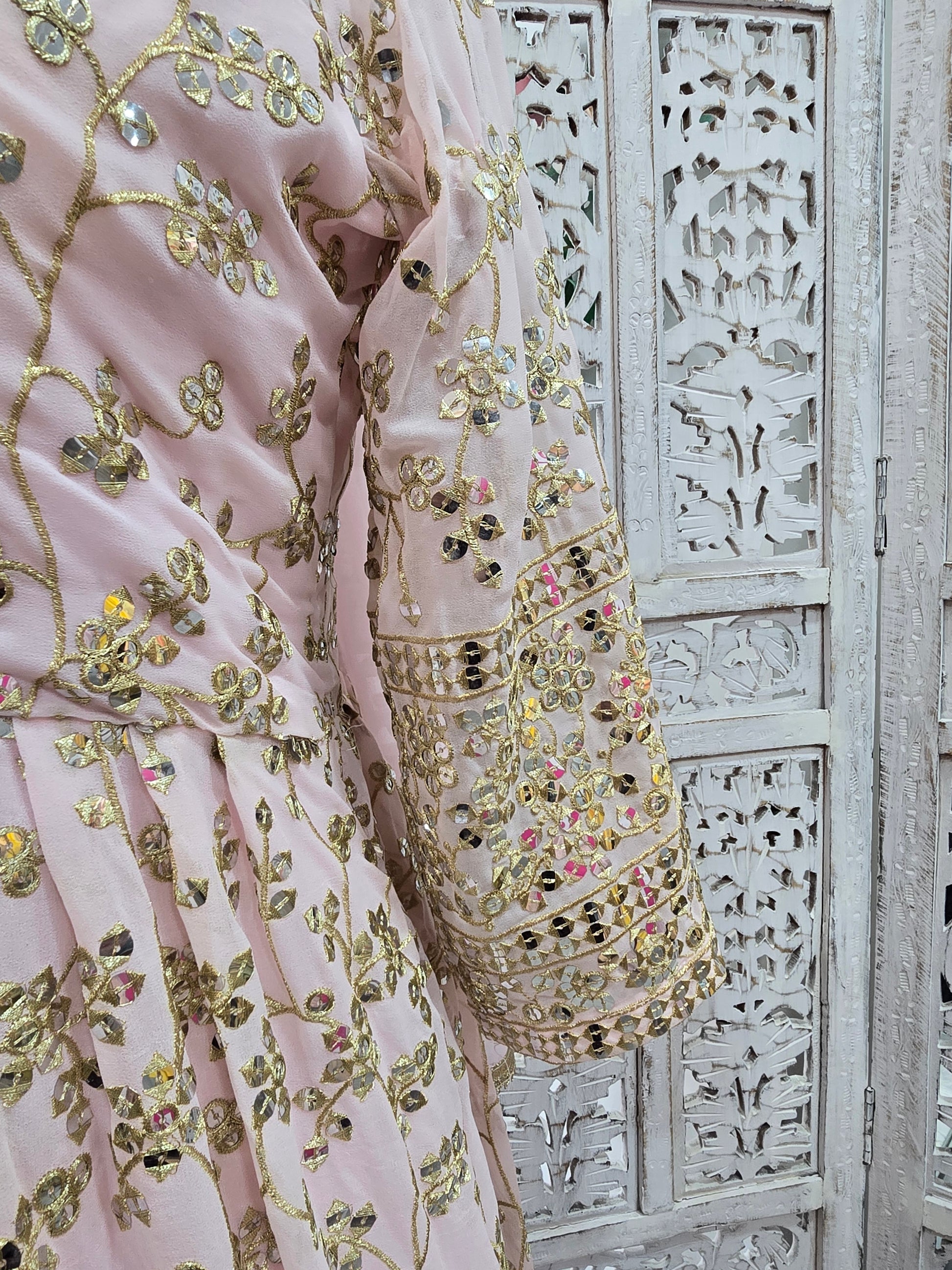 Long Light Pink Sharara Suits (Size 18-20)
