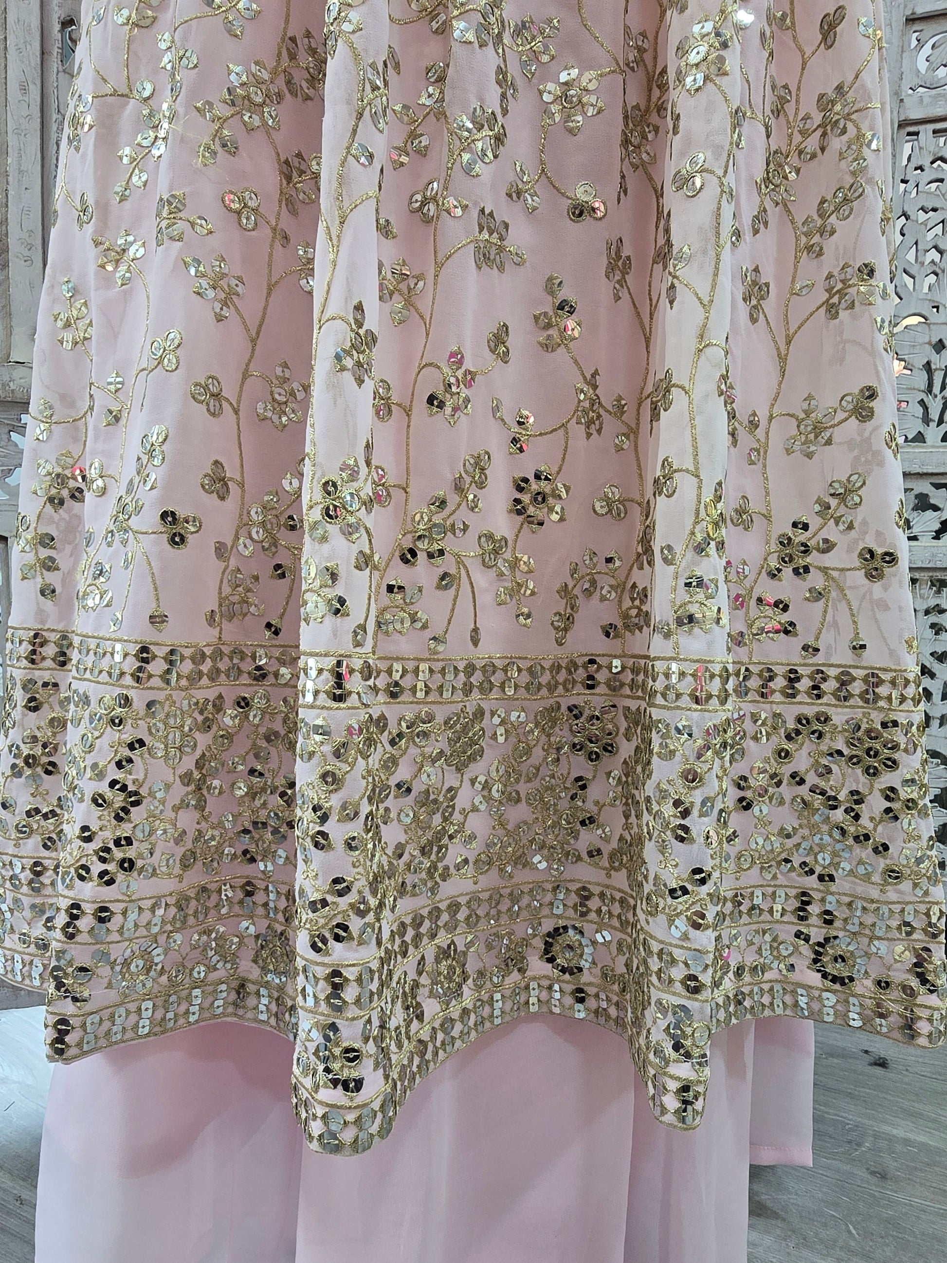 Long Light Pink Sharara Suits (Size 18-20)