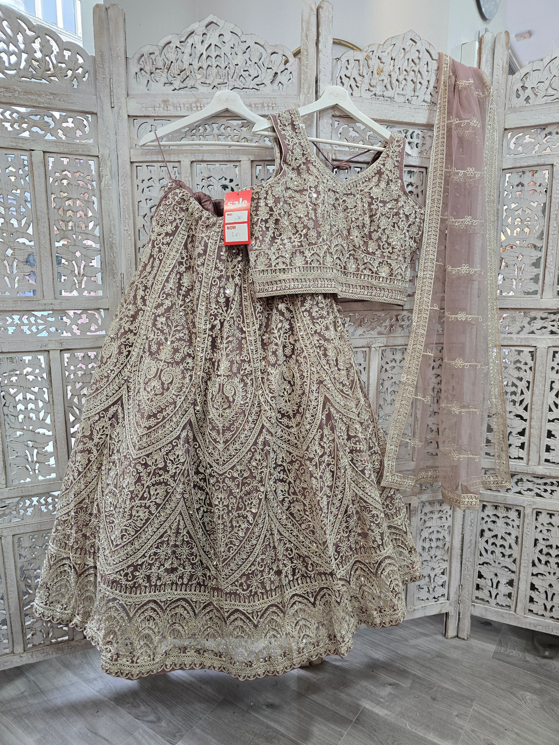 Dusky Pink/Mauve Party Lehngas (Sizes 16-20)