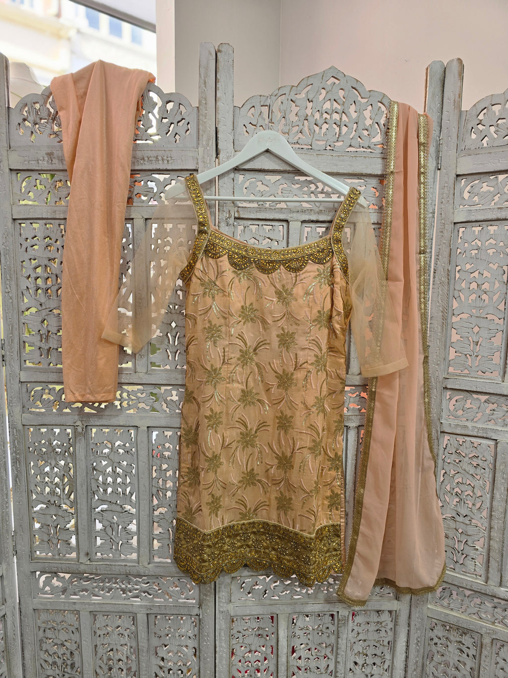 Peach Sequin Pajami Suit (Size 10-12)