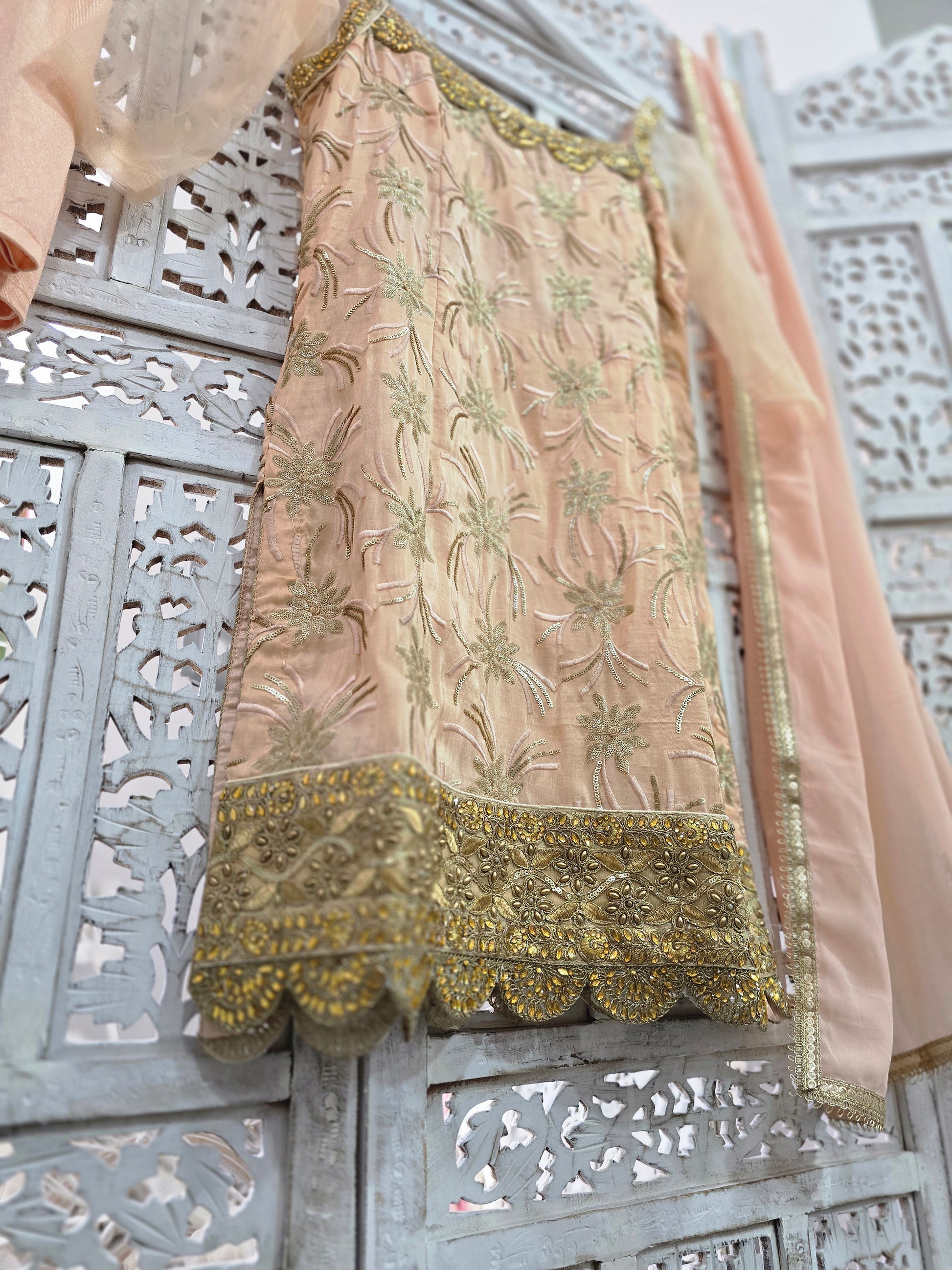 Peach Sequin Pajami Suit (Size 10-12)