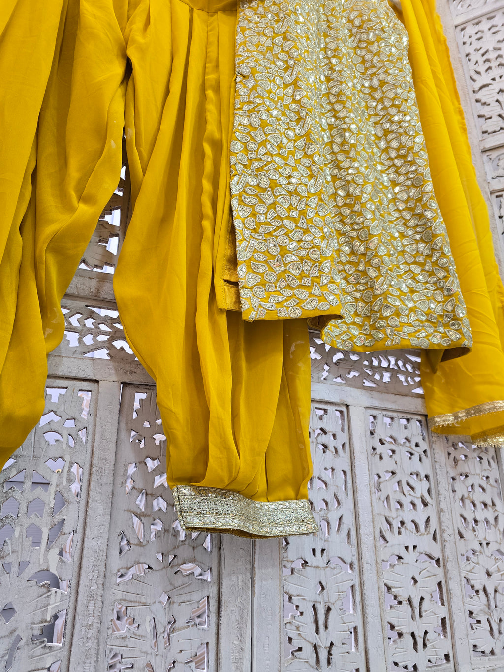 Amber Yellow Salwar Suit (Size 10-12)