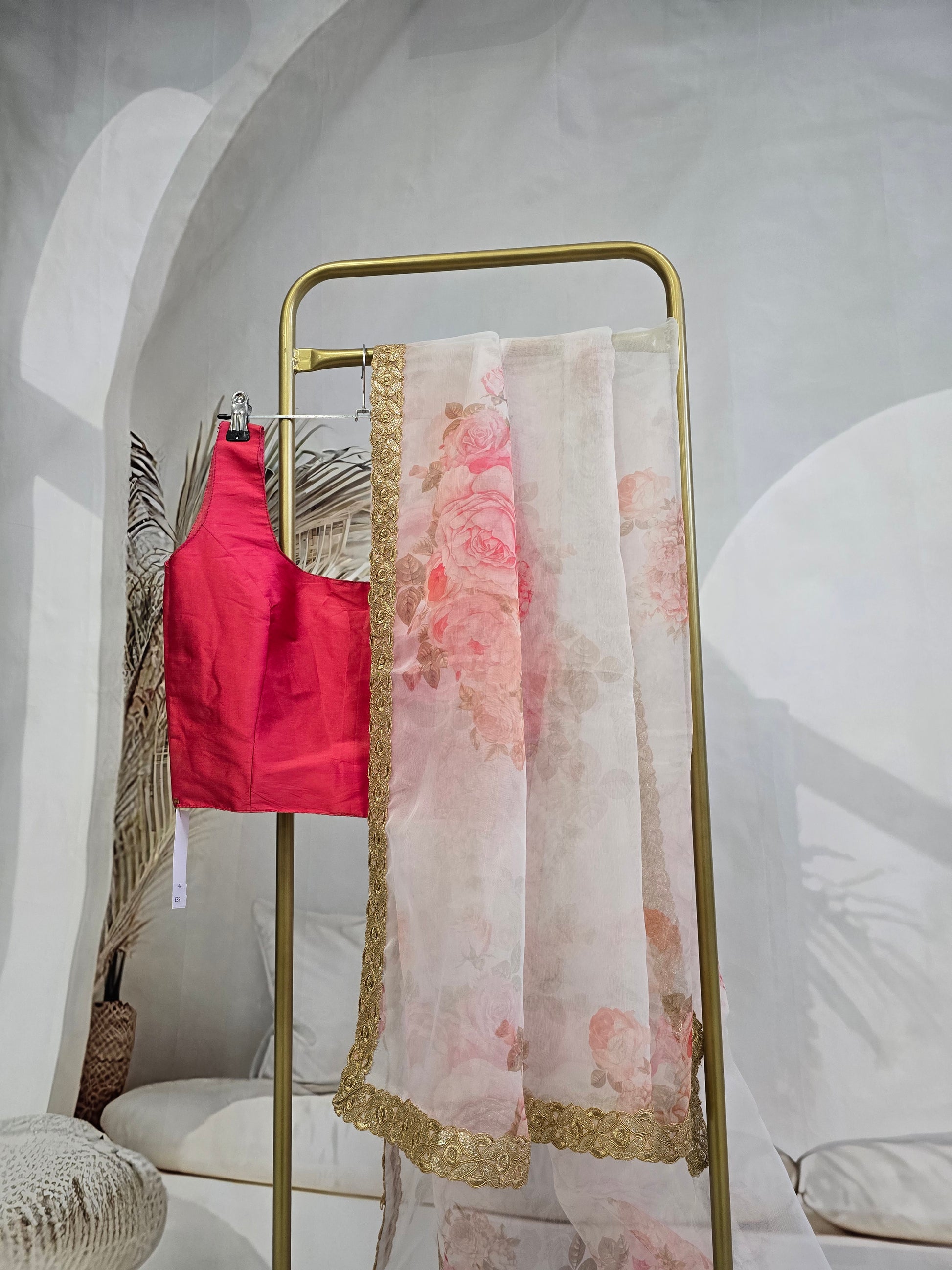 La Floraison Ivory Floral Organza Saree