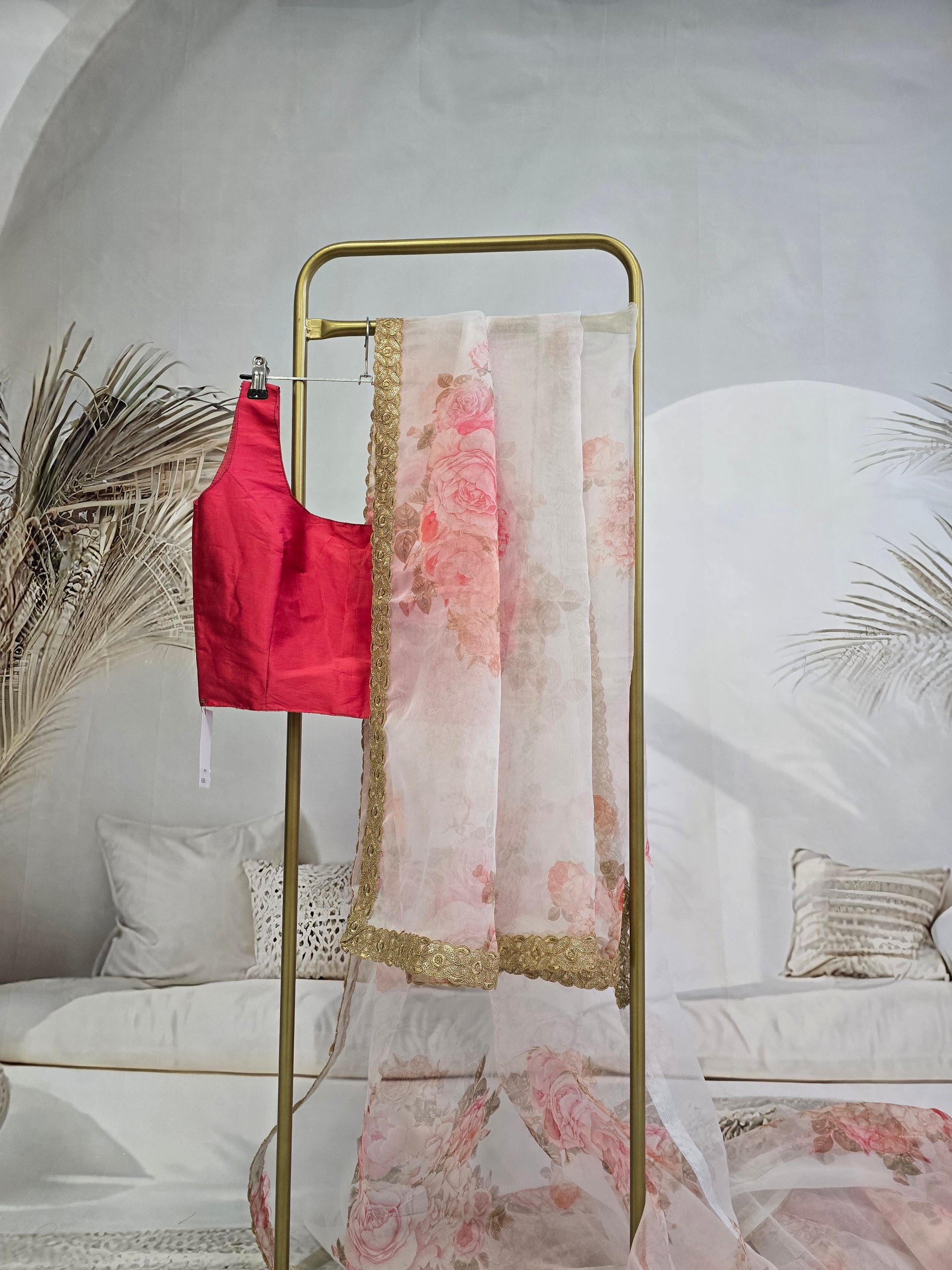 La Floraison Ivory Floral Organza Saree