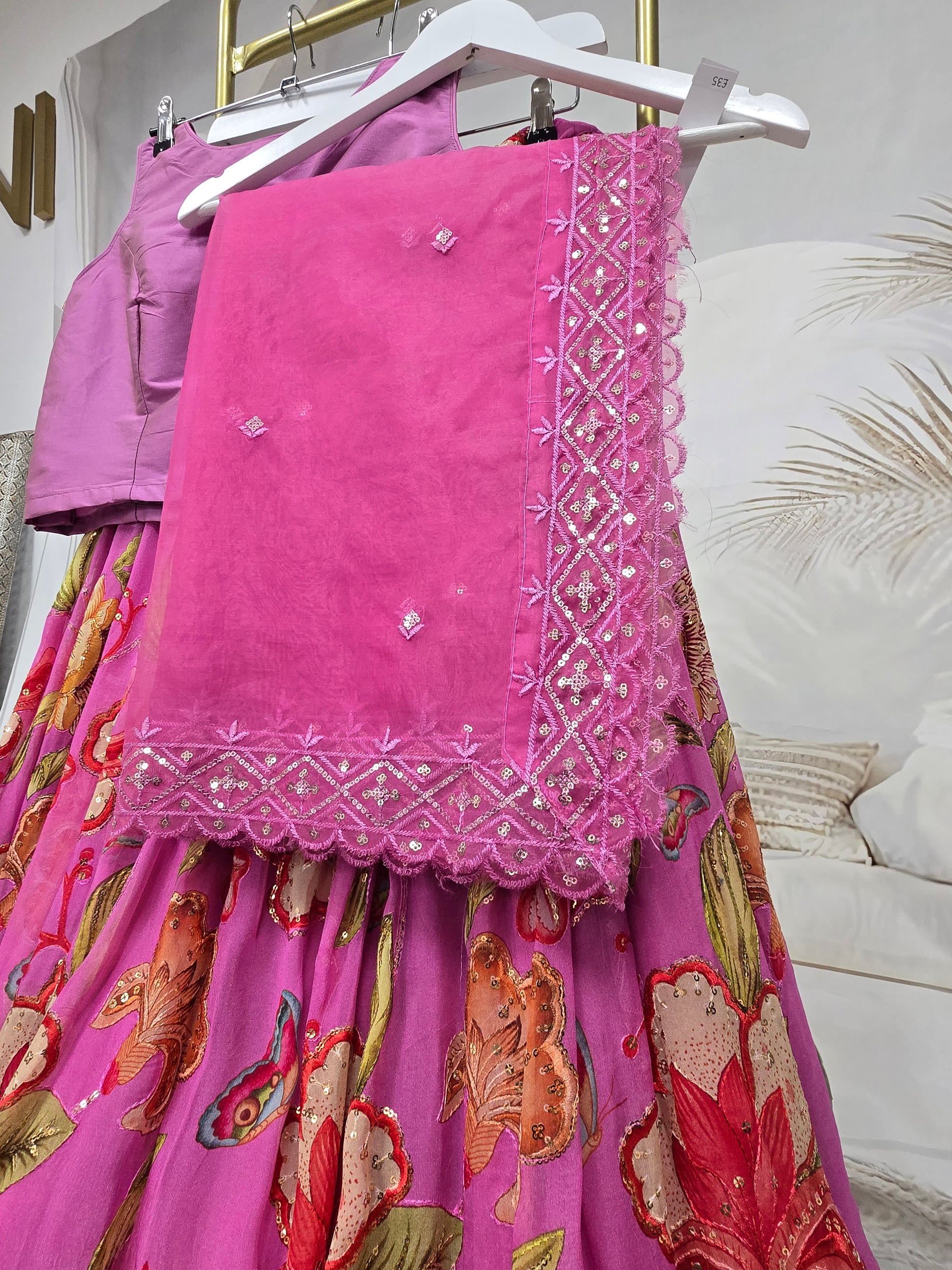 Violet Sequin Net Sequin Dupatta/Chunni