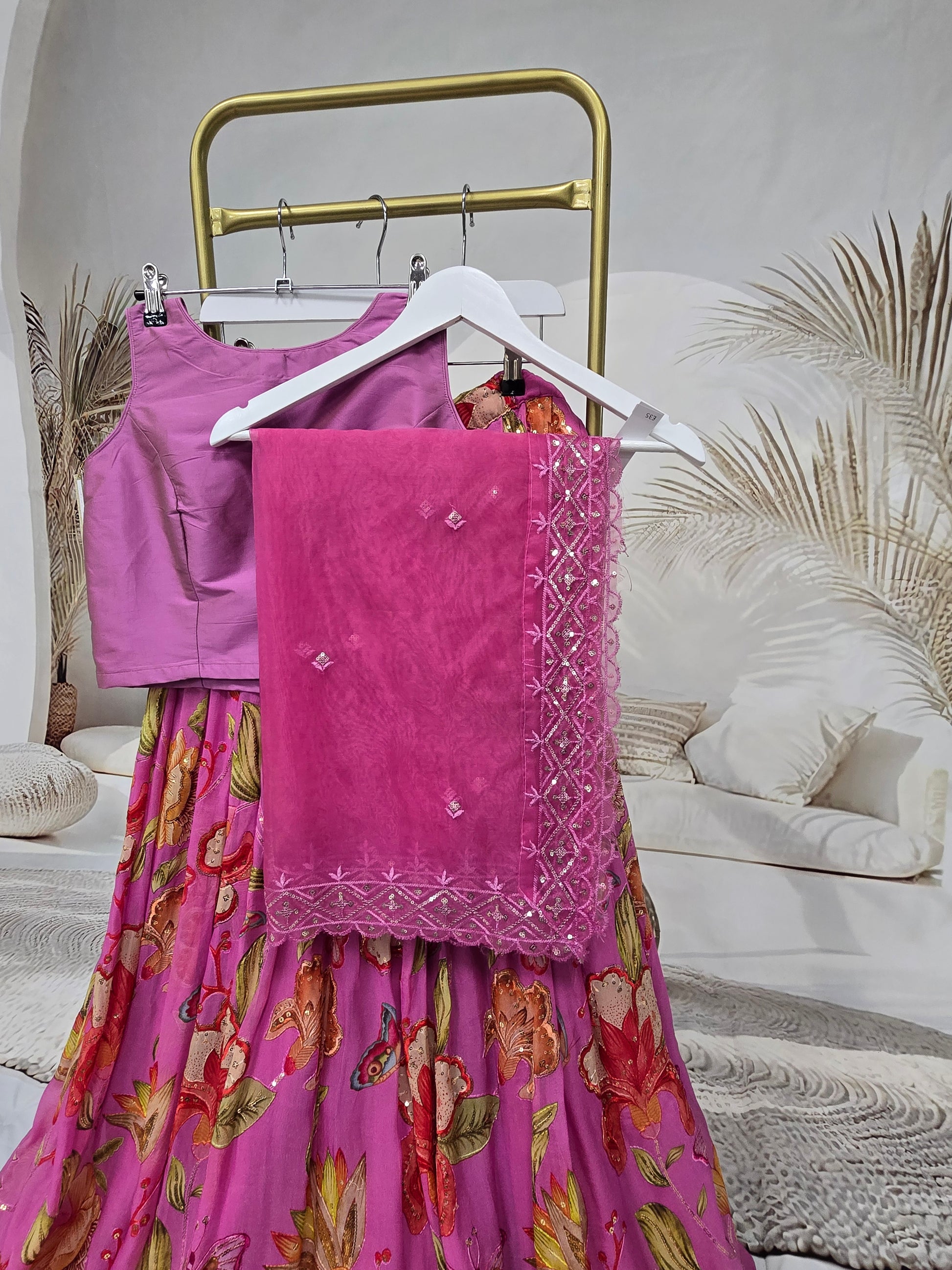 Violet Sequin Net Sequin Dupatta/Chunni
