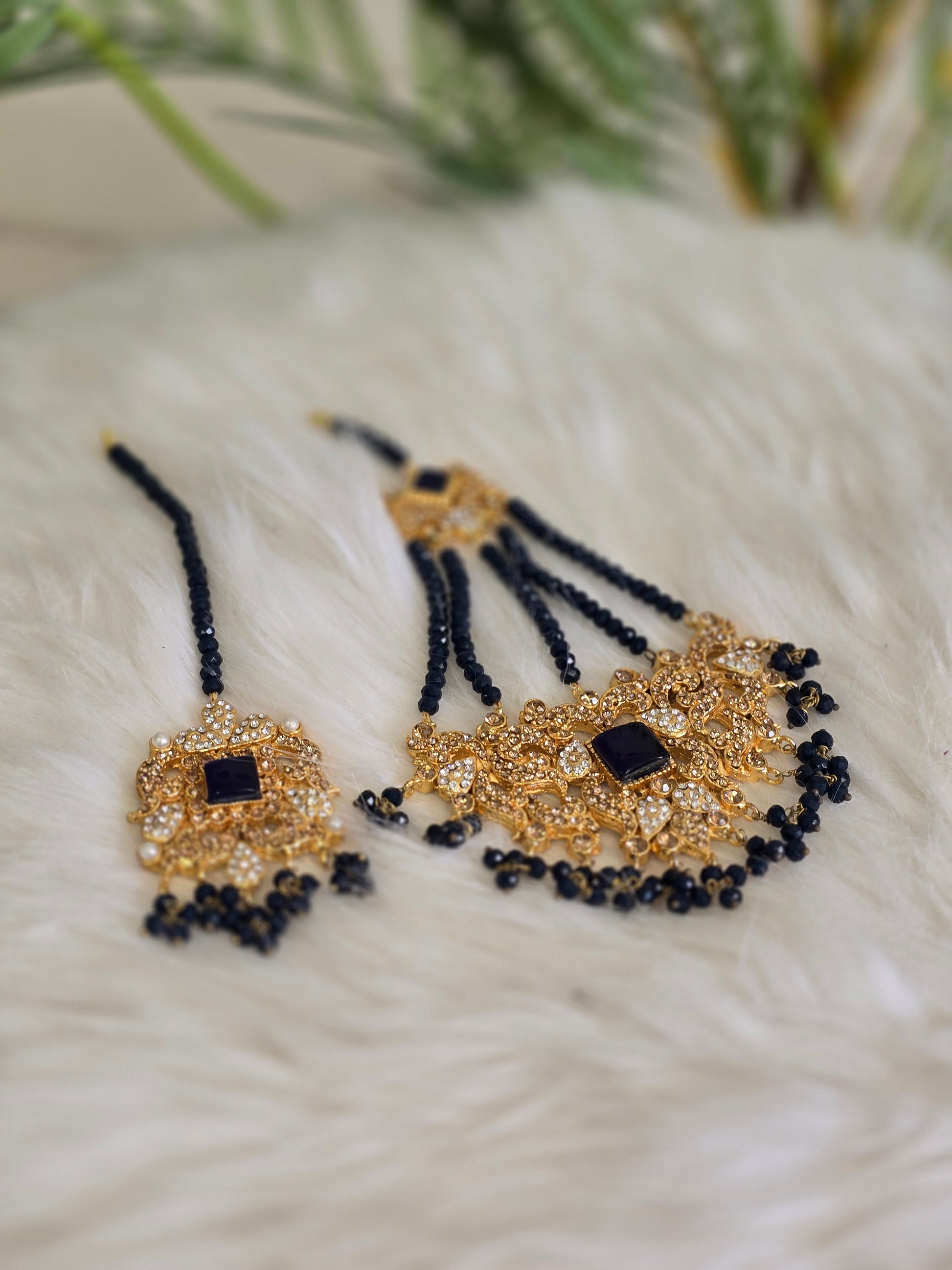 Maharani Navy Bead Tikka and Passa