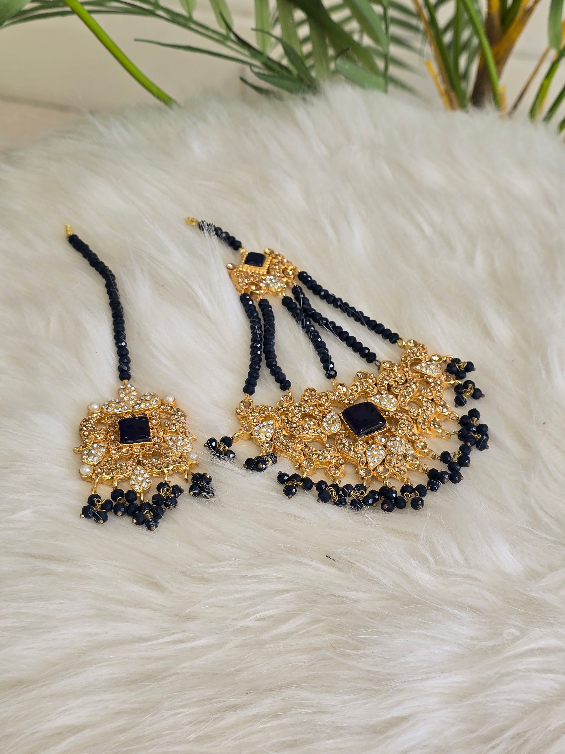 Maharani Navy Bead Tikka and Passa