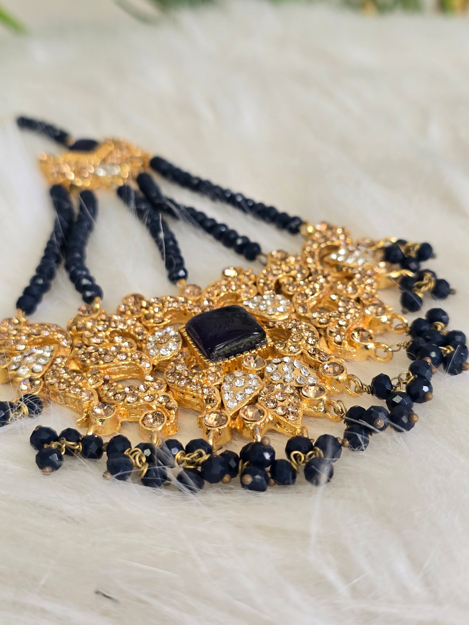 Maharani Navy Bead Tikka and Passa