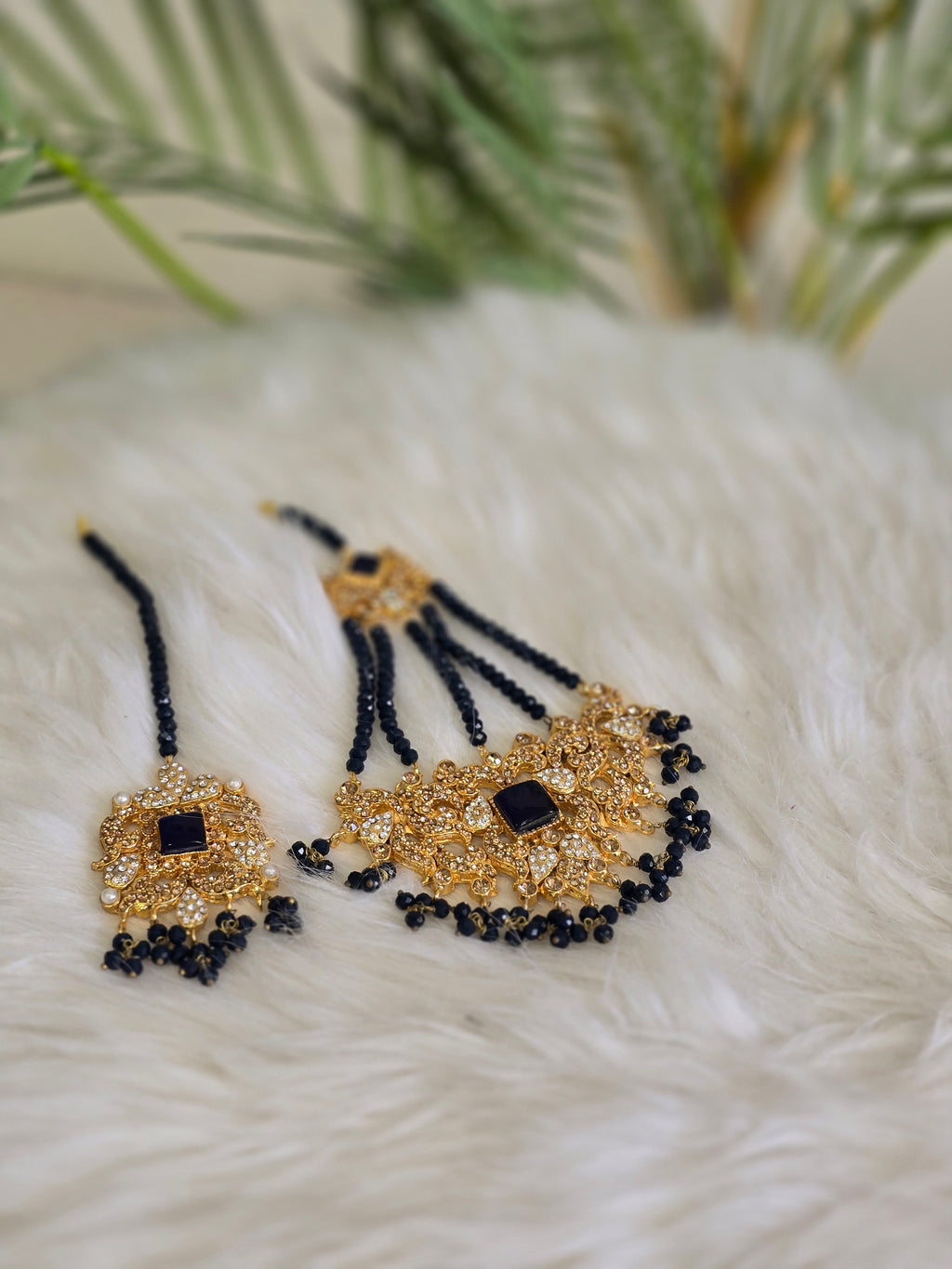 Maharani Navy Bead Tikka and Passa