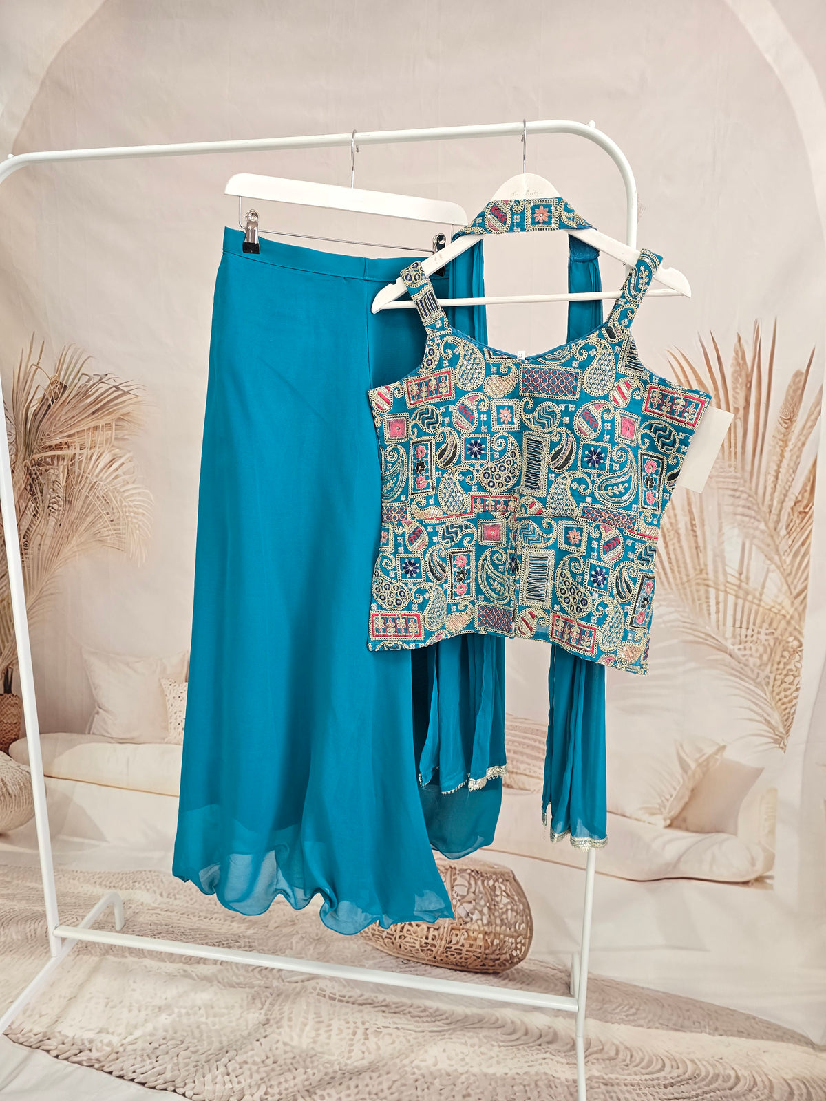 Teal Sharara Suit (Size 12)