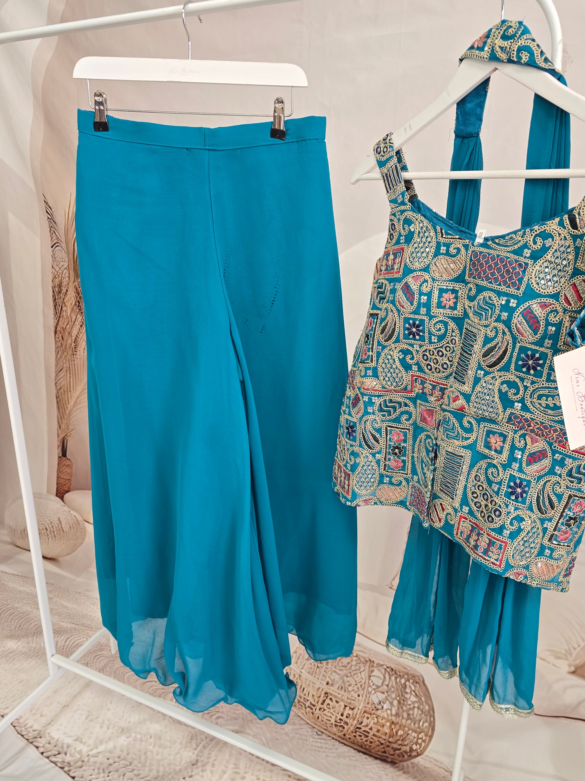 Teal Sharara Suit (Size 12)