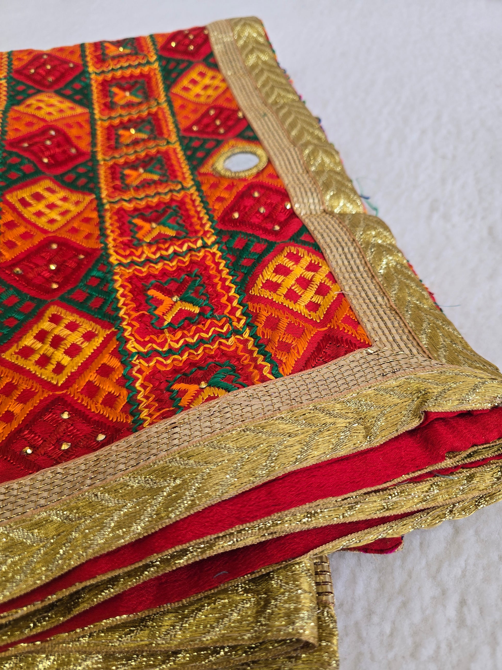Unstitched Cobalt Blue Phulkari Punjabi Suit