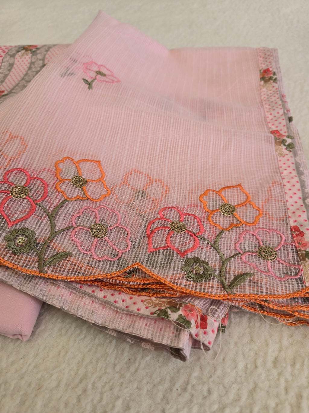 Unstitched Pink Stripe Cotton Suit