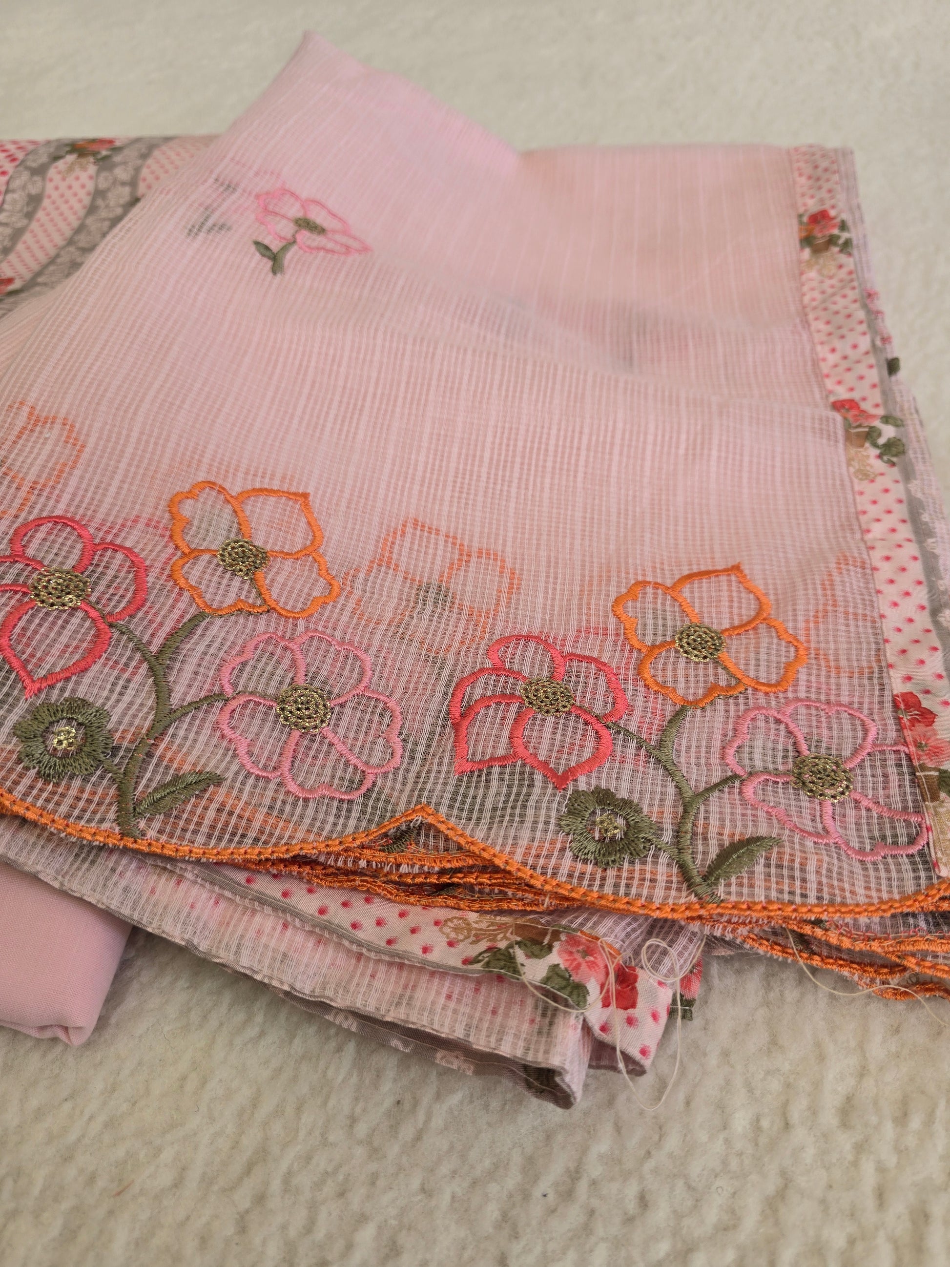 Unstitched Pink Stripe Cotton Suit