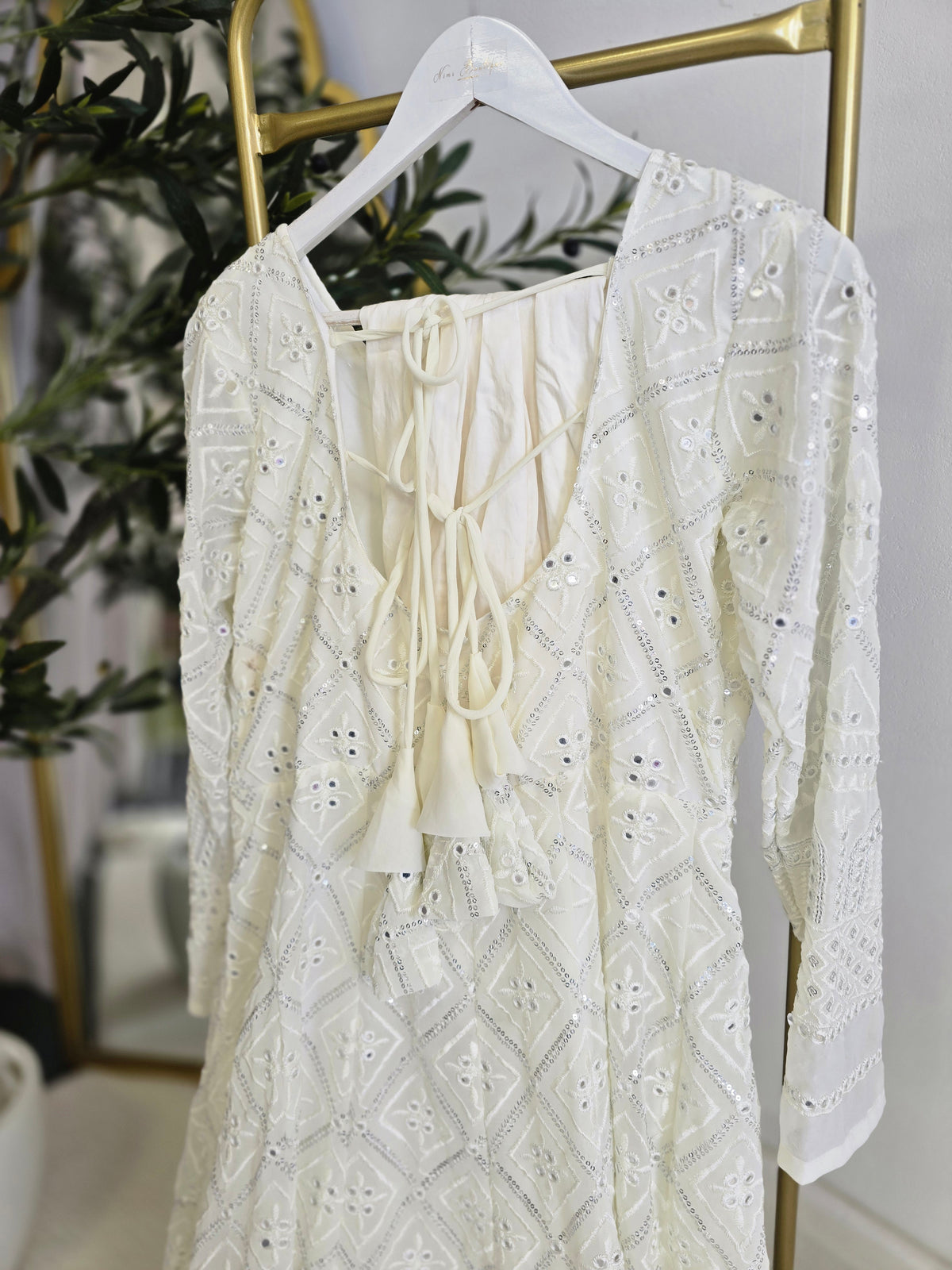 Ivory Chikankari Long Anarkali Suit (12-14)