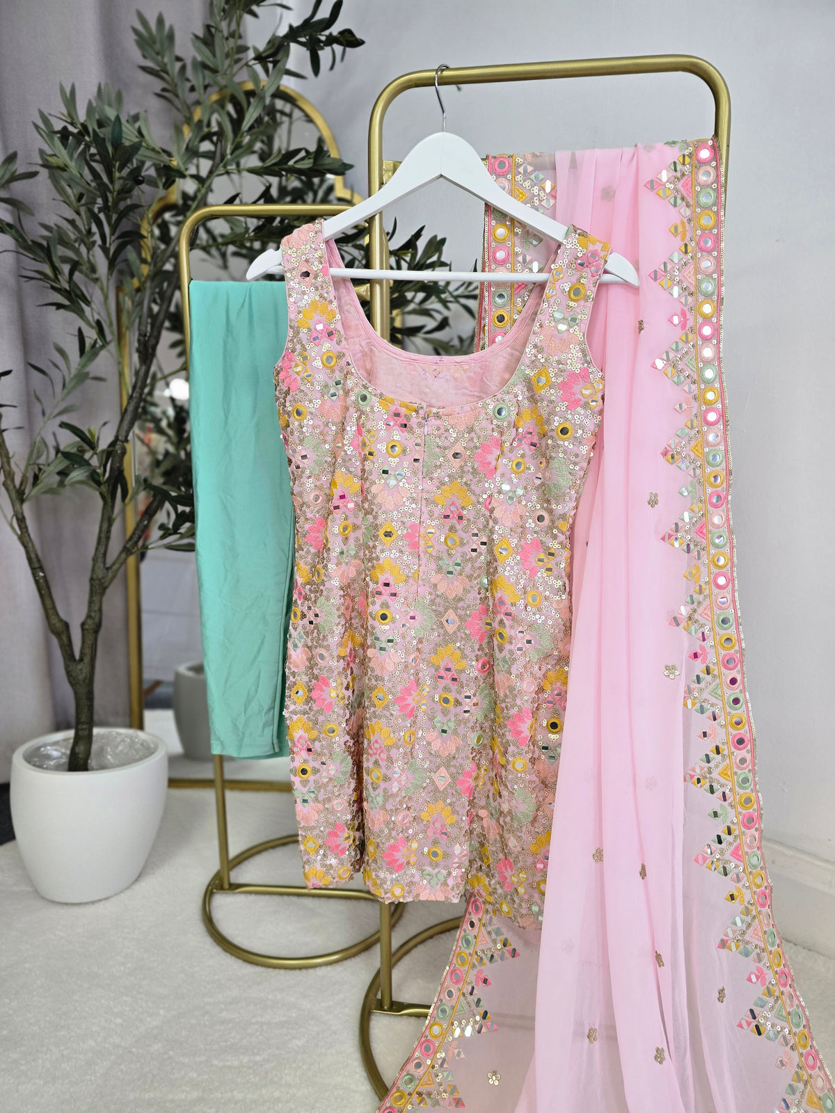 Cienna Luxury Pink Pastel Sleeveless Pajami Suit (4-6)