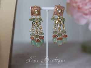 Nims Boutique Nishita Mint & Dusky Pink Meenakari Haar Set