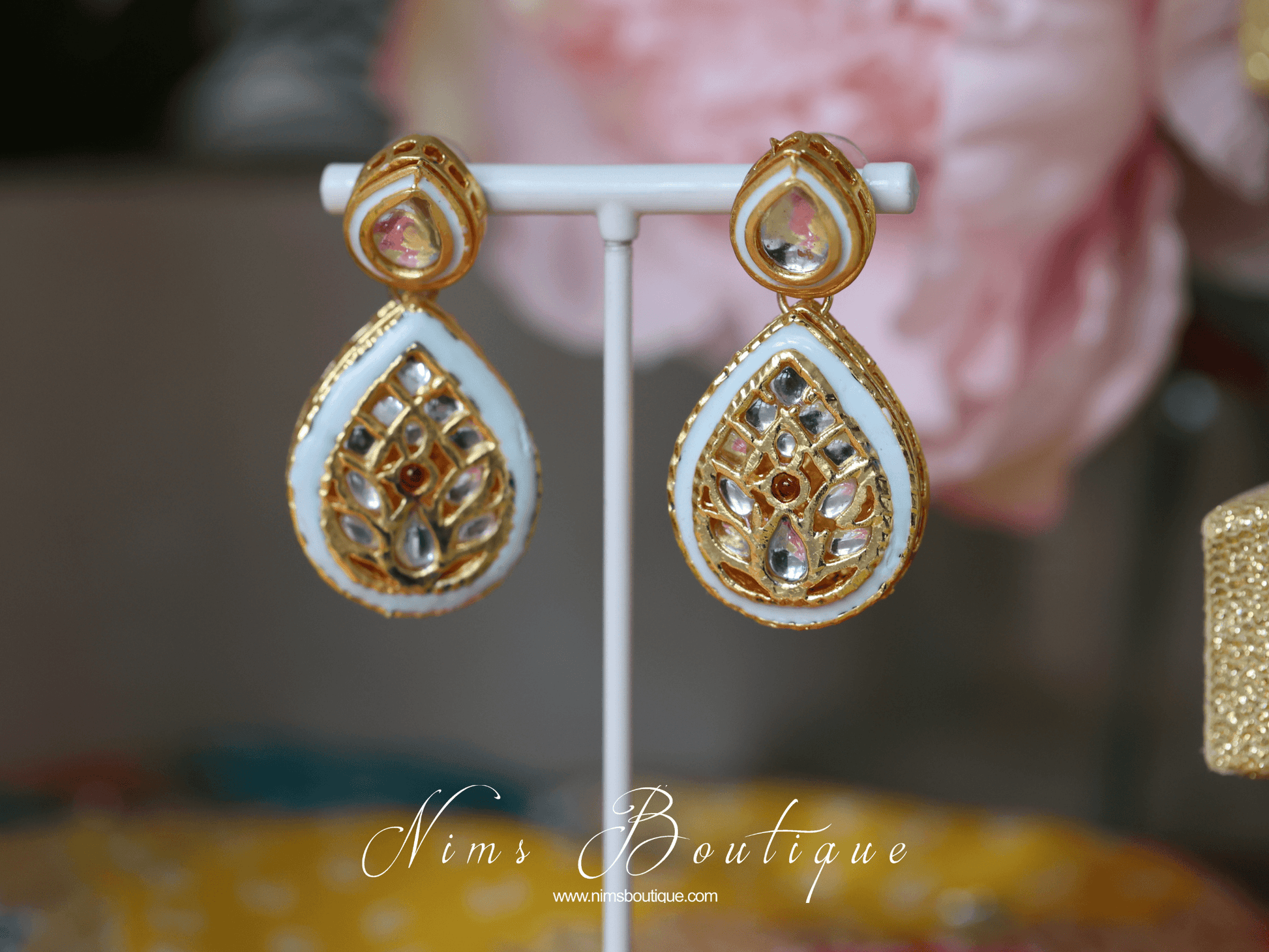 Nims Boutique Mohini Kundan Light Blue & Pearl Set
