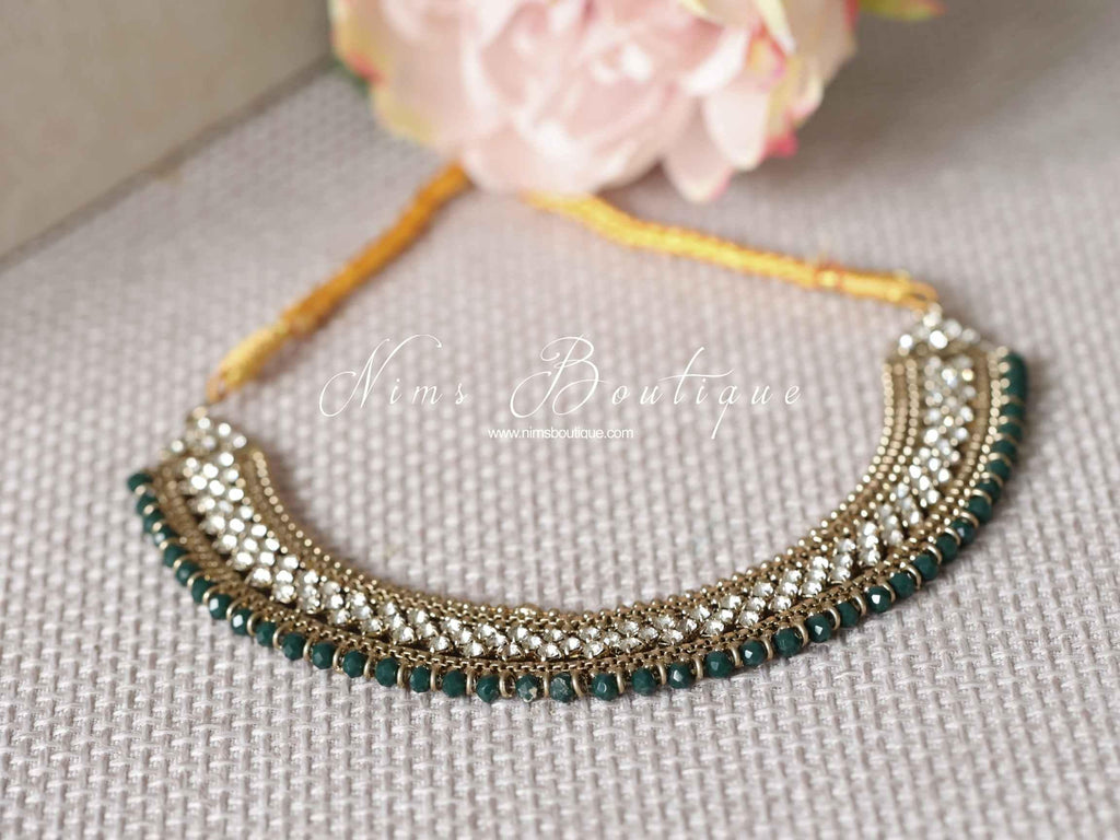 Nims Boutique Royal Dark Teal Green Statement Necklace