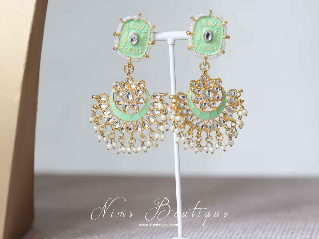 Nims Boutique Mishka Mint Green Blossom Meenakari Set