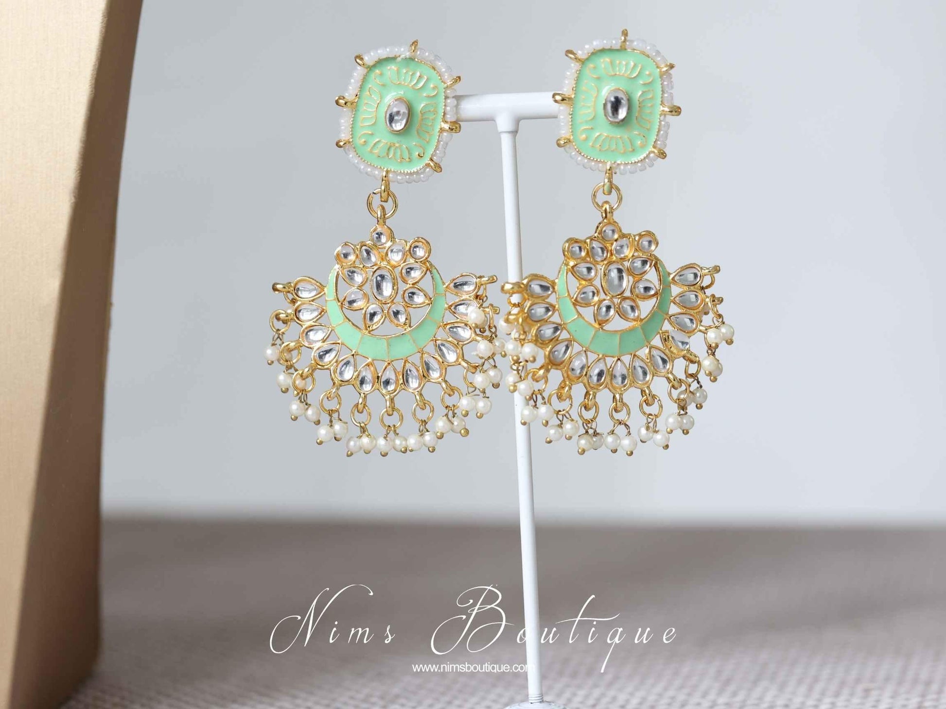 Nims Boutique Mishka Mint Green Blossom Meenakari Set