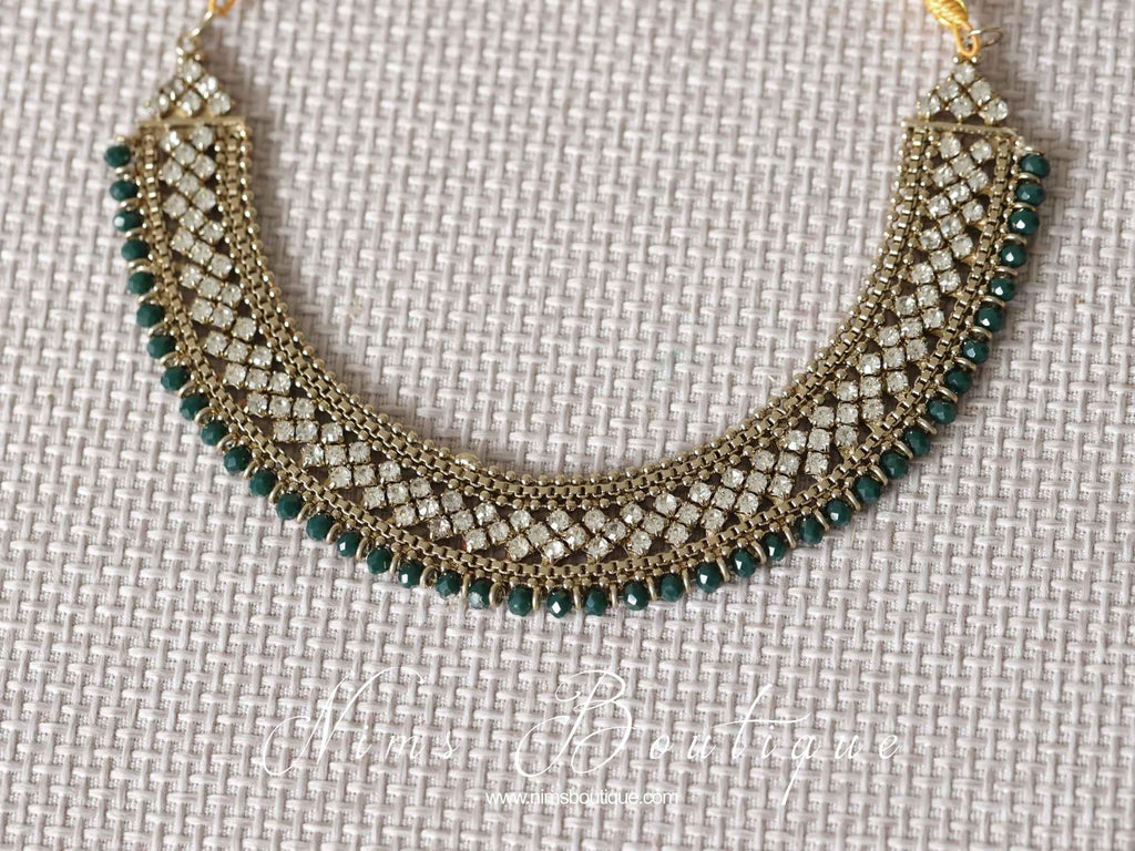Nims Boutique Royal Dark Teal Green Statement Necklace