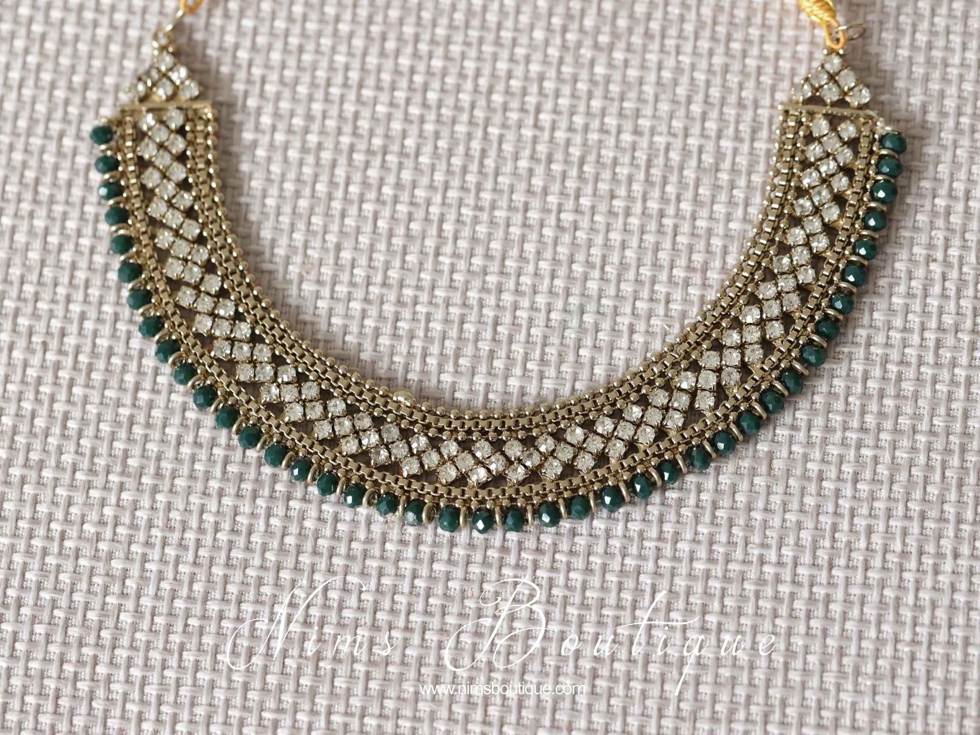 Nims Boutique Royal Dark Teal Green Statement Necklace