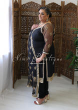 The NB Classic Long Sleeved Black Silk Pajami Suit (sizes 16 to 26)