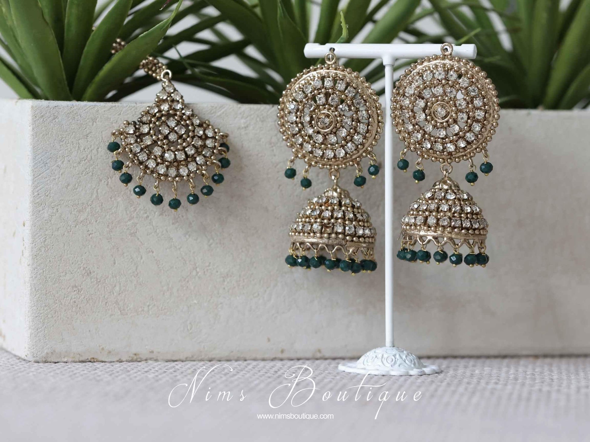 Nims Boutique Royal Dark Green Chumke & Tikka Set