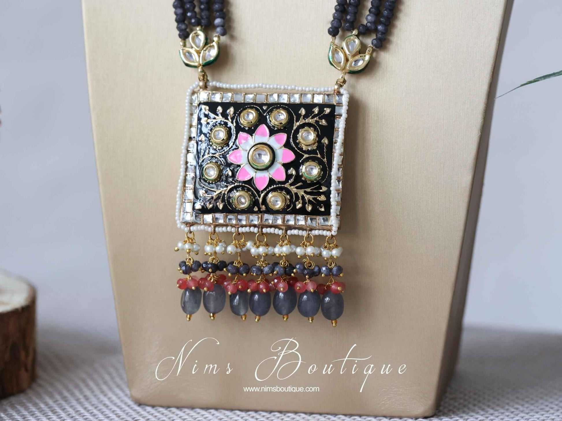 Nims Boutique Nishita Black Meenakari Haar Set