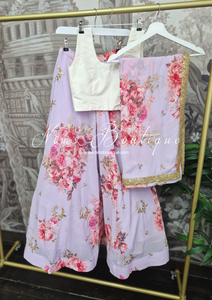La Floraison Lilac Georgette Floral readymade skirt/lehnga (sizes 4-16)