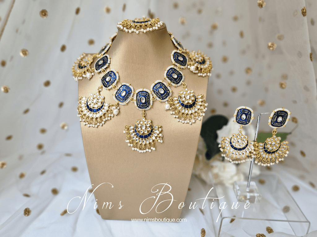 Nims Boutique Mishka Navy Blossom Meenakari Set
