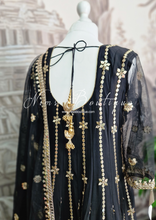 Sofiya Black Sequin Long Sleeve Anarkali Suit with Pajami (18-20)