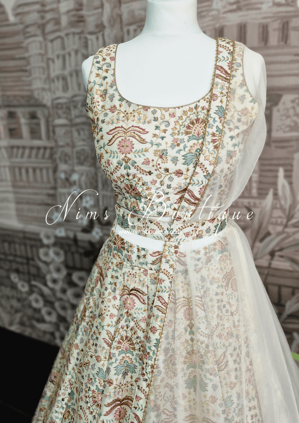 Nims Boutique Mia Ivory & Pastel Lehnga sizes 4-16