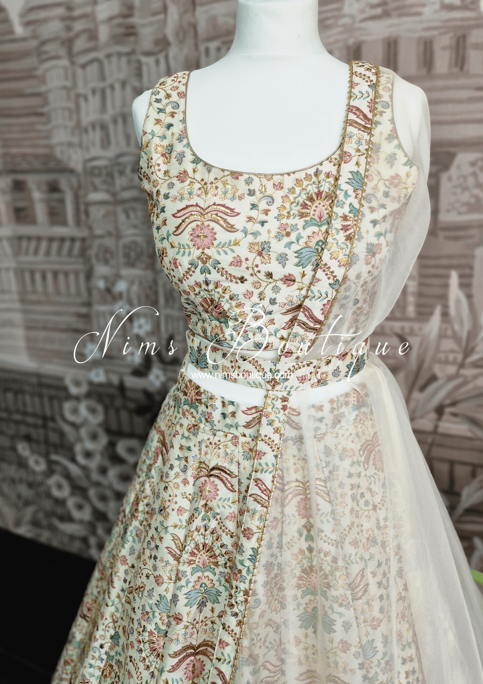 Nims Boutique Mia Ivory & Pastel Lehnga sizes 4-16