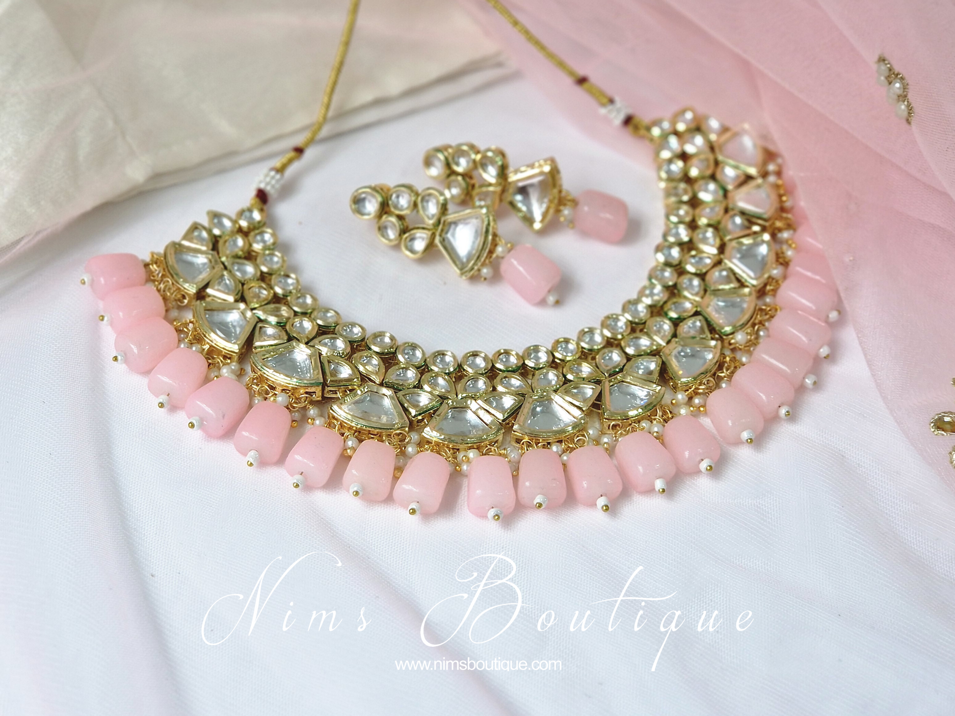 Nims Boutique Freya Pink Kundan Set