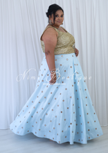 Rani Luxury Light Blue Silk Mirror readymade skirt/lehnga (size 4-24)