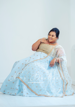 Rani Luxury Light Blue Silk Mirror readymade skirt/lehnga (size 4-20)